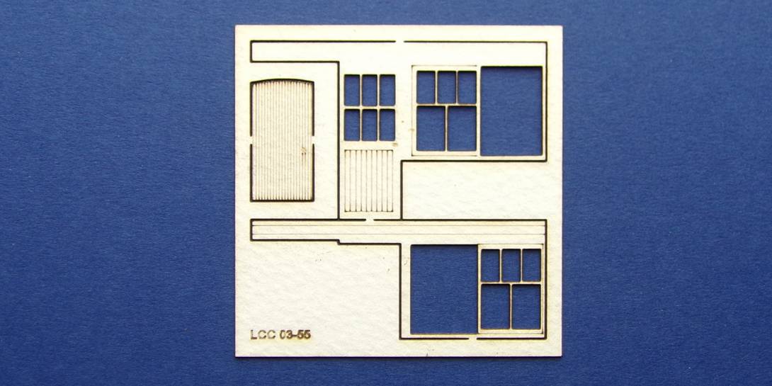 LCC 03-55 OO gauge set of windows for 03-01 type 3 Set of windows for signal box wall.